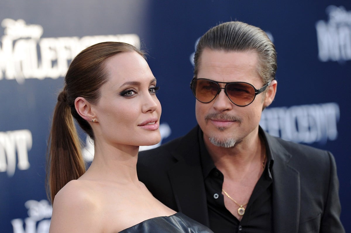 Angelina Jolie and Brad Pitt at the Maleficent premiere.