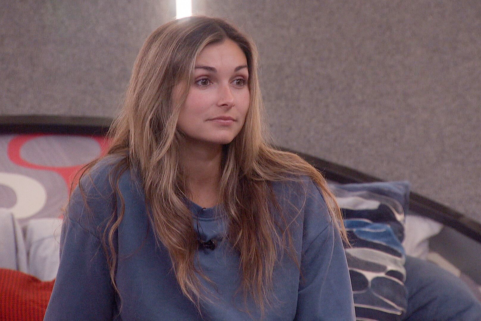 Alyssa Snider, who was in a showmance with Kyle Capener in 'Big Brother 24,' wears a blue sweater.