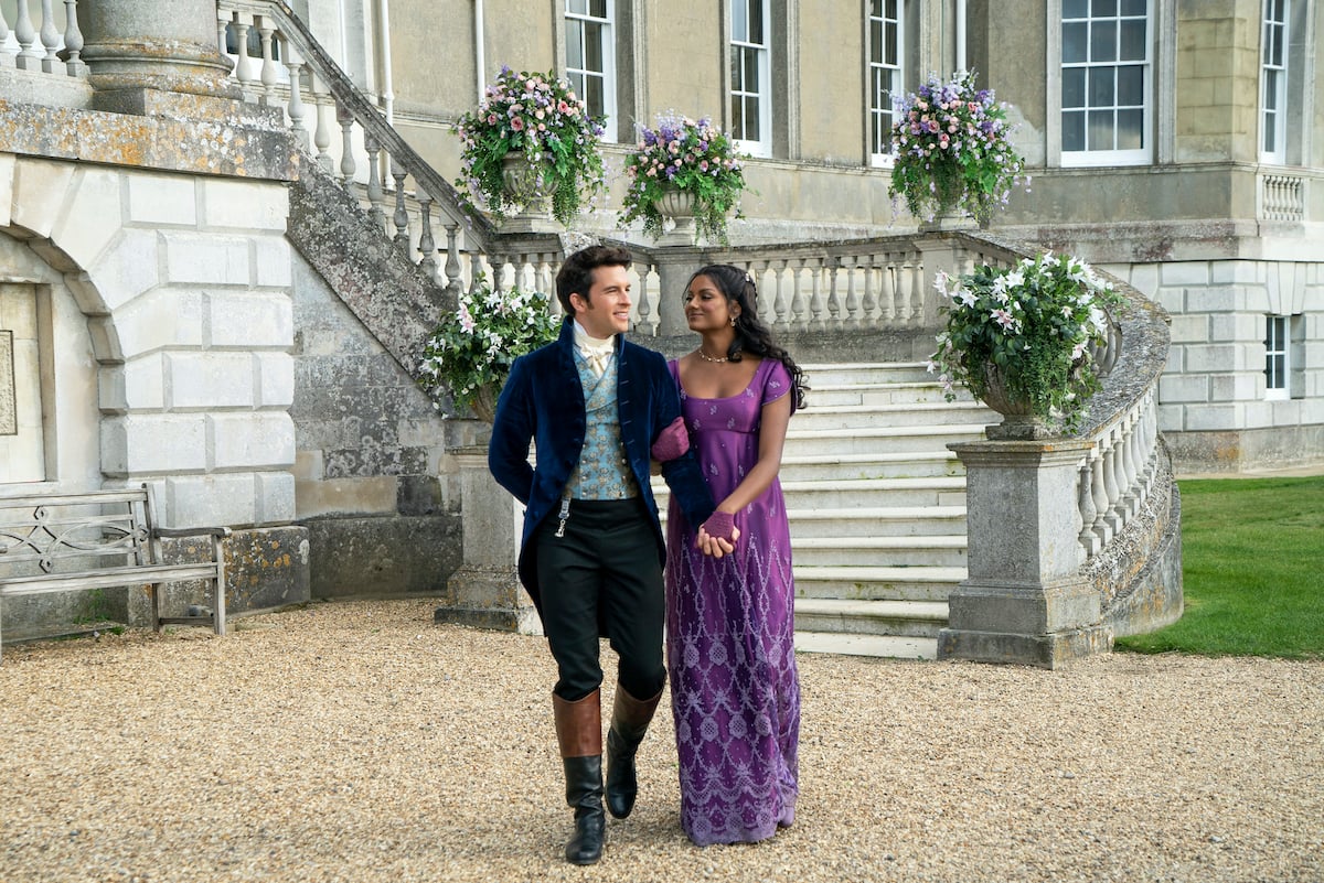 'Bridgerton' actors (L to R) Jonathan Bailey as Anthony Bridgerton, Simone Ashley as Kate Sharma