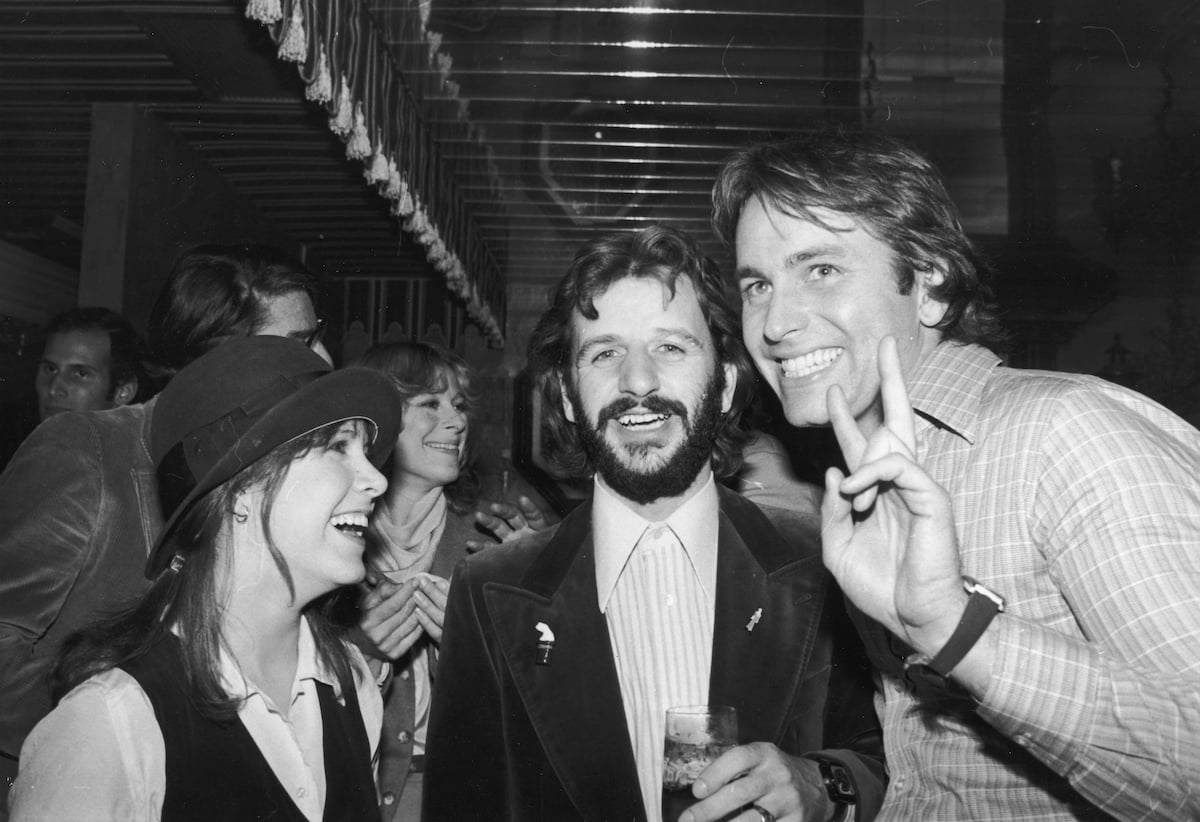 Carrie Fisher, Ringo Starr, and John Ritter laughing
