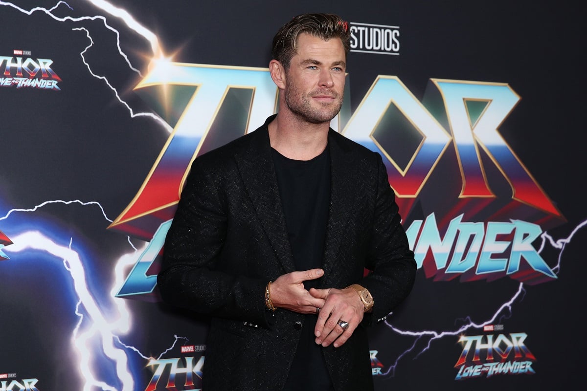 Chris Hemsworth posing at the premiere for 'Thor: Love And Thunder'.