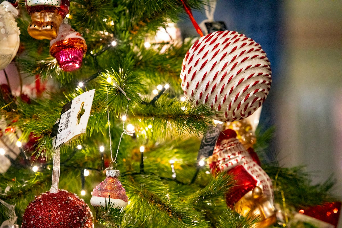 Christmas ornaments on a tree