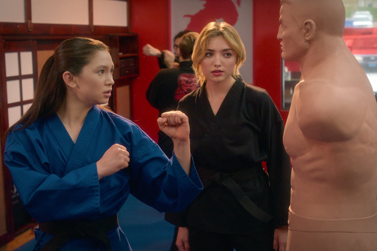 'Cobra Kai' Season 5: Devon (Oona O'Brien) demonstrates on the rubber dummy for Tory (Peyton List)