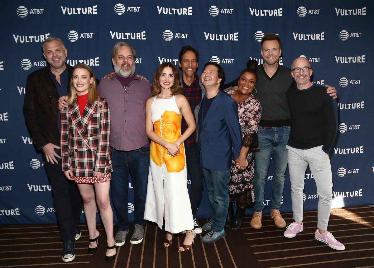 Who will return for Community: The Movie?Chris McKenna, Gillian Jacobs, Dan Harmon, Alison Brie, Danny Pudi, Ken Jeong, Yvette Nicole Brown, Joel McHale and Jim Rash pose for a photo.