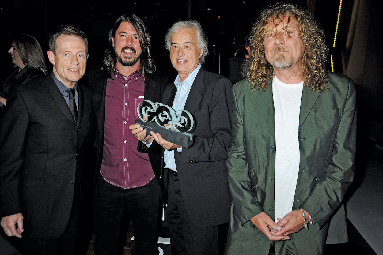 Dave Grohl (second from left) with Led Zeppelin members John Paul Jones (from left), Jimmy Page, and Robert Plant. Grohl's favorite Led Zeppelin album is one with a powerhouse John Bonham performance.
