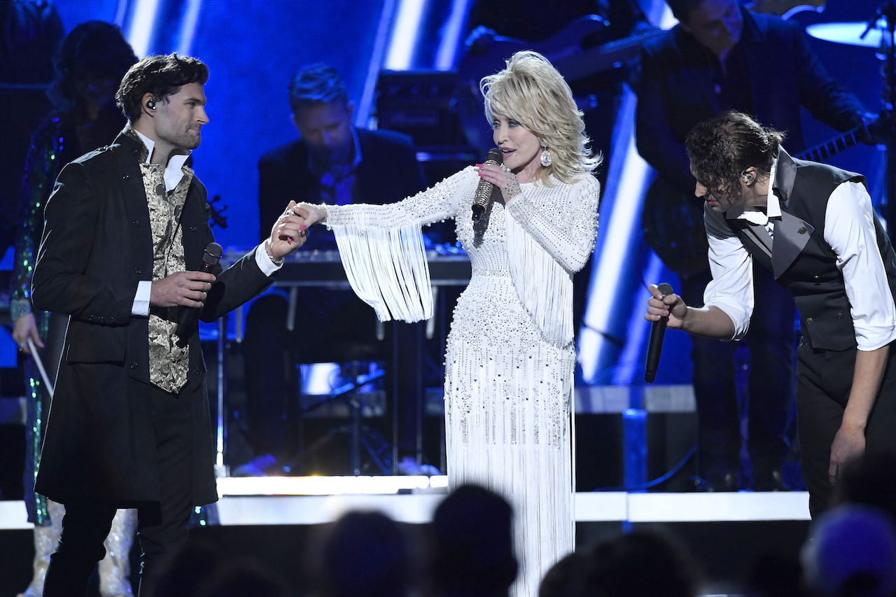 Dolly Parton, pictured at the 53rd Annual CMA Awards in 2019, joked she's 'still horny'