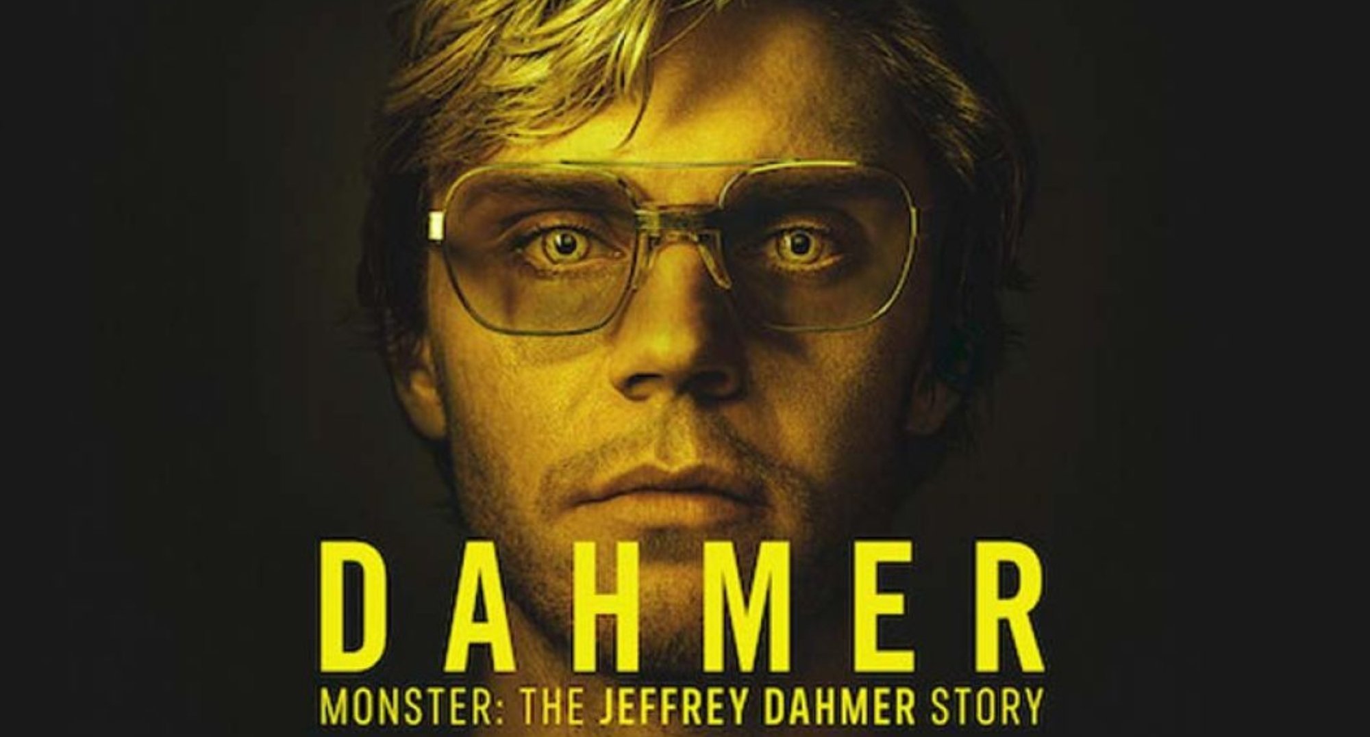 Evan Peters as Jeffrey Dahmer with yellow eyes in 'DAHMER — Monster The Jeffrey Dahmer Story.'