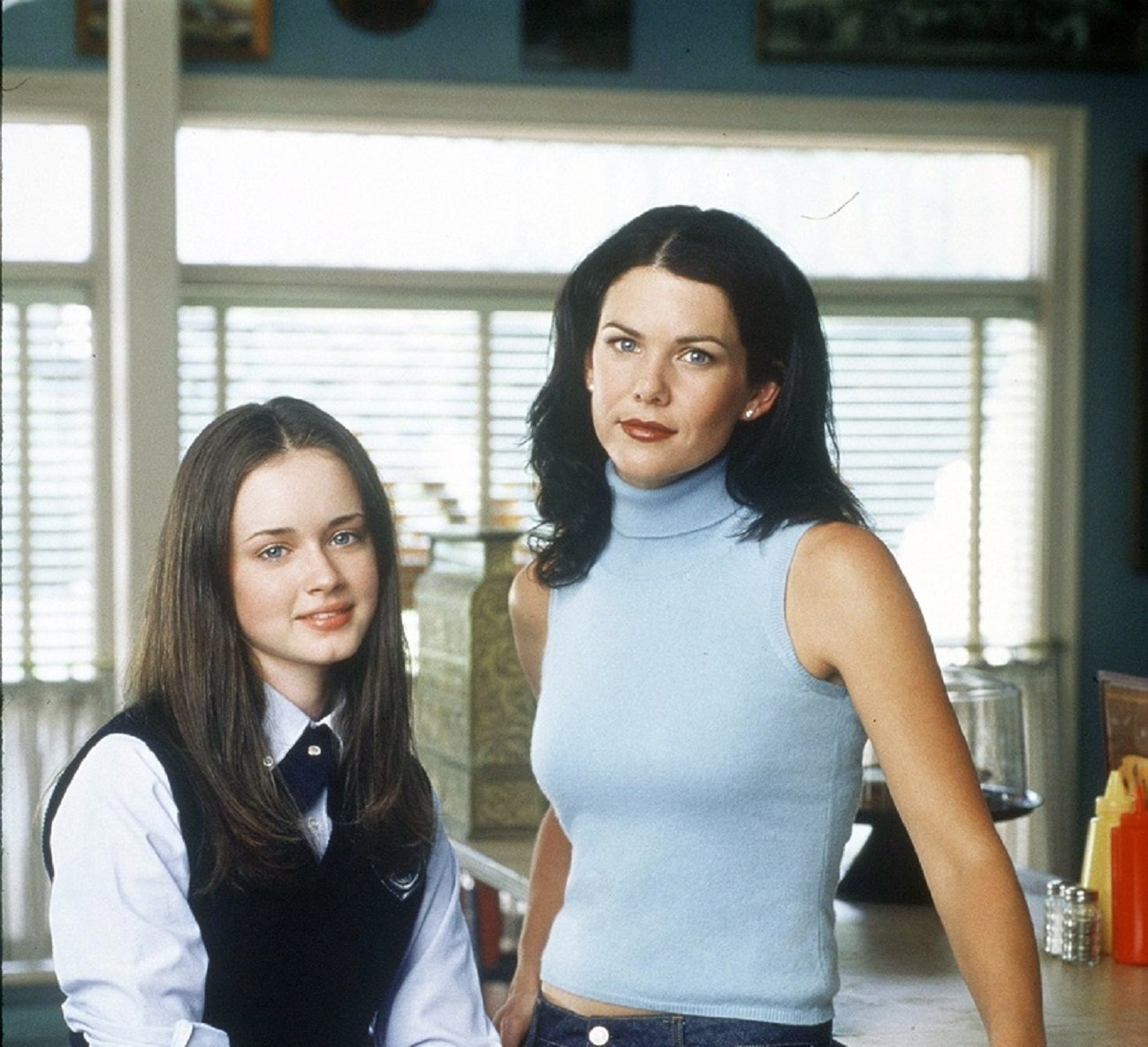 Alexis Bledel and Lauren Graham pose together in Luke's Diner, the scene of many 'Gilmore Girls' coffee moments