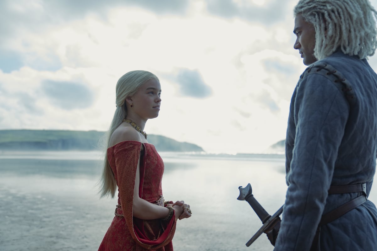 Rhaenyra and Laenor stand by the ocean in House of the Dragon Episode 5.