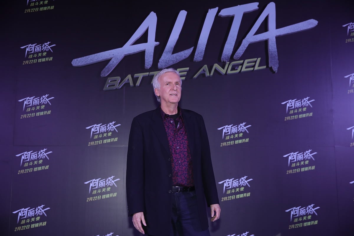 James Cameron smiling at the 'Alita: Battle Angel' press conference.