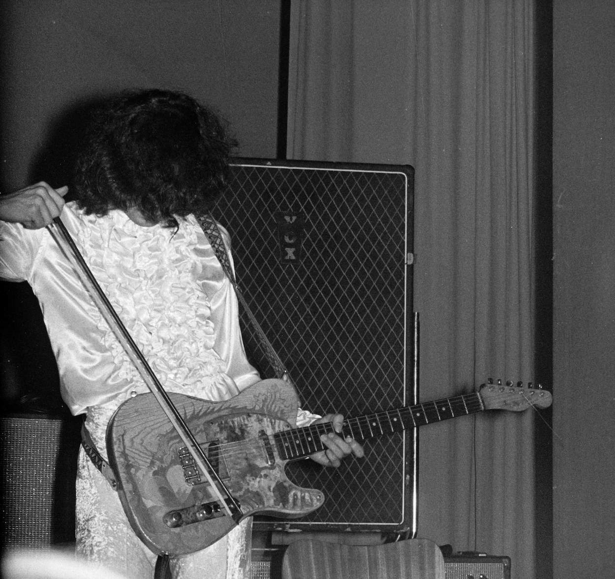 Jimmy Page performing during the first Led Zeppelin concert in Denmark in 1968. Page once said Led Zeppelin's debut album came together in a short amount of time as they worked quickly and recorded at night.