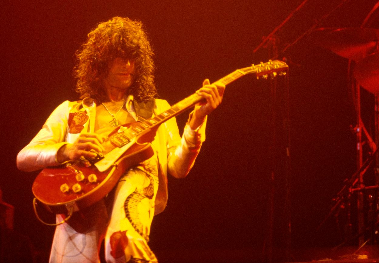 Jimmy Page, who once called a one Led Zeppelin song his "baby," playing Madison Square Garden in 1977.