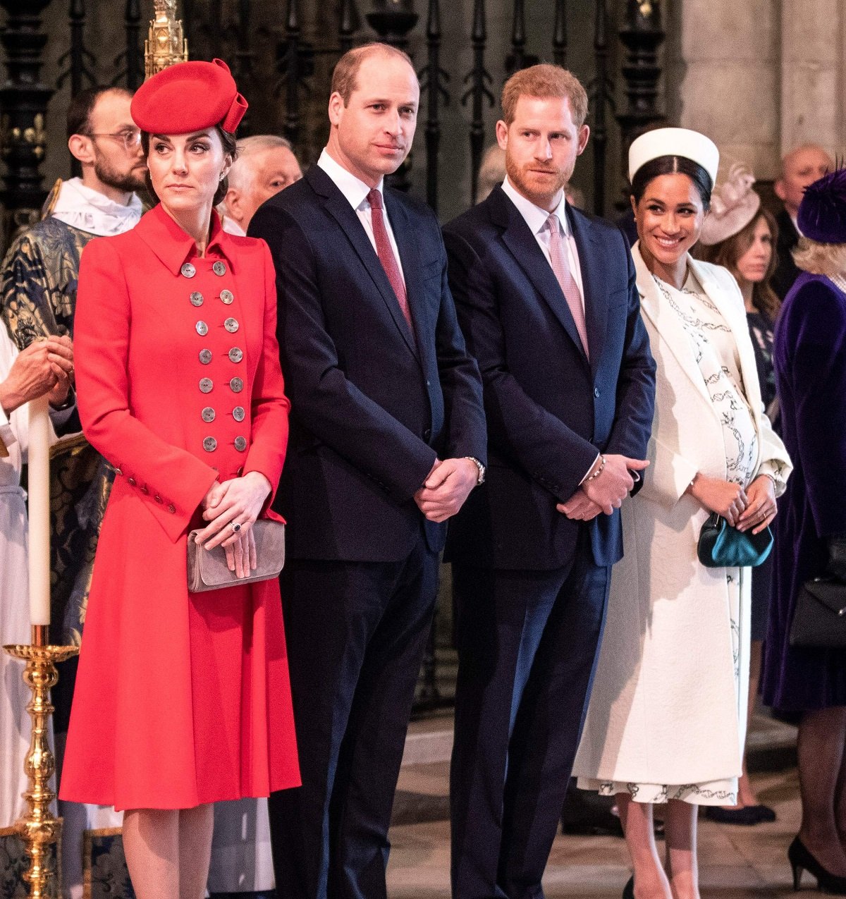 Kate Middleton, Prince William, Prince Harry, and Meghan Markle attend the 2019 Commonwealth Day service at Westminster Abbey