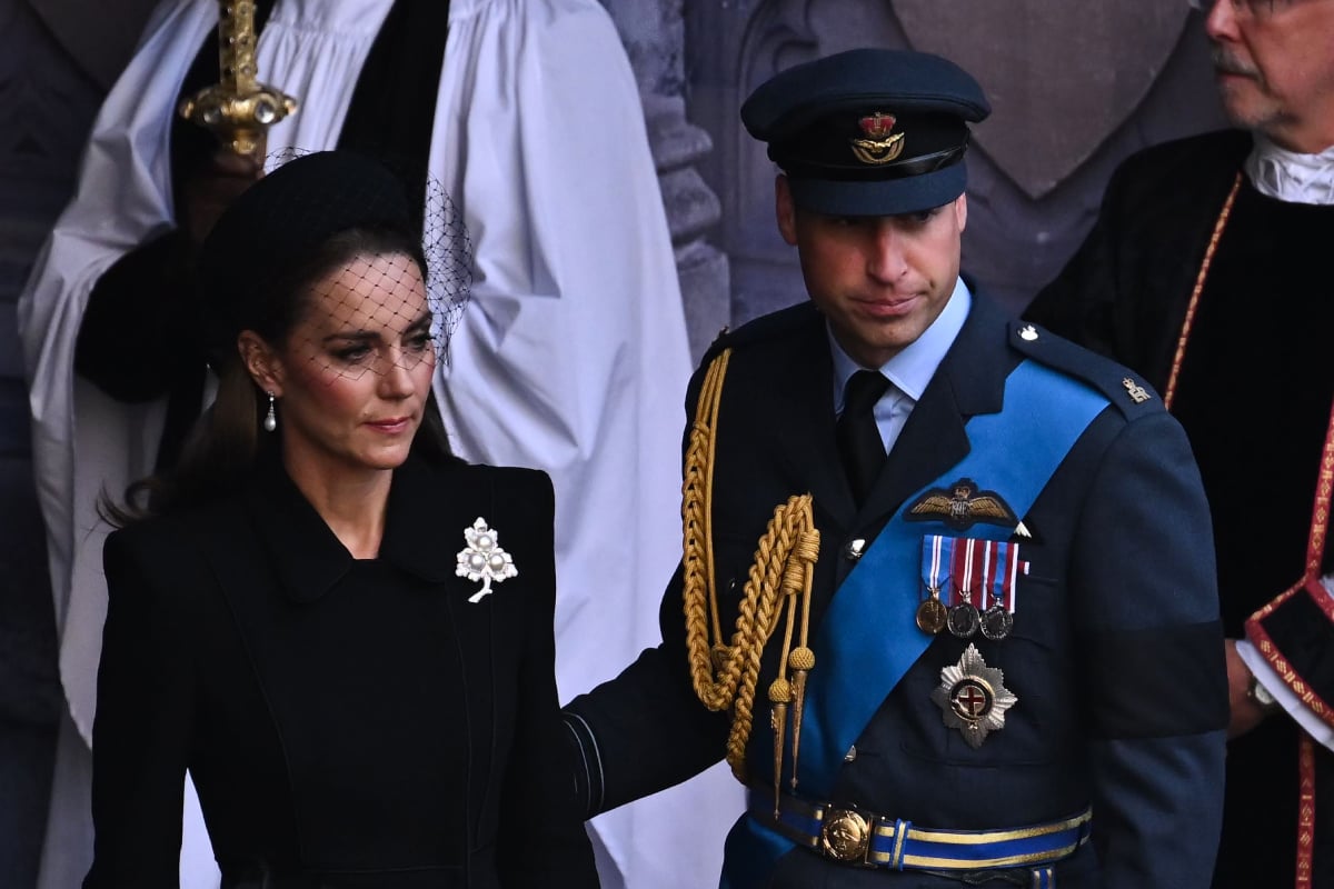 Kate Middleton and Prince William leave after a service for the reception of Queen Elizabeth II's coffin at Westminster Hall, on September 14, 2022 in London, United Kingdom