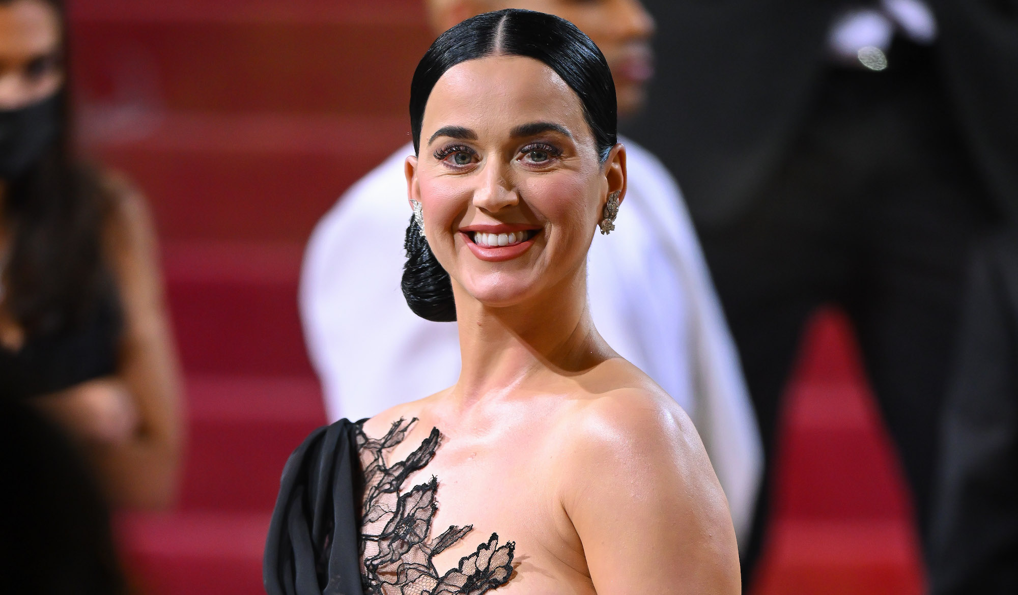 Katy Perry, who almost got Becky G's song 'Shower,' wearing black at the Met Gala