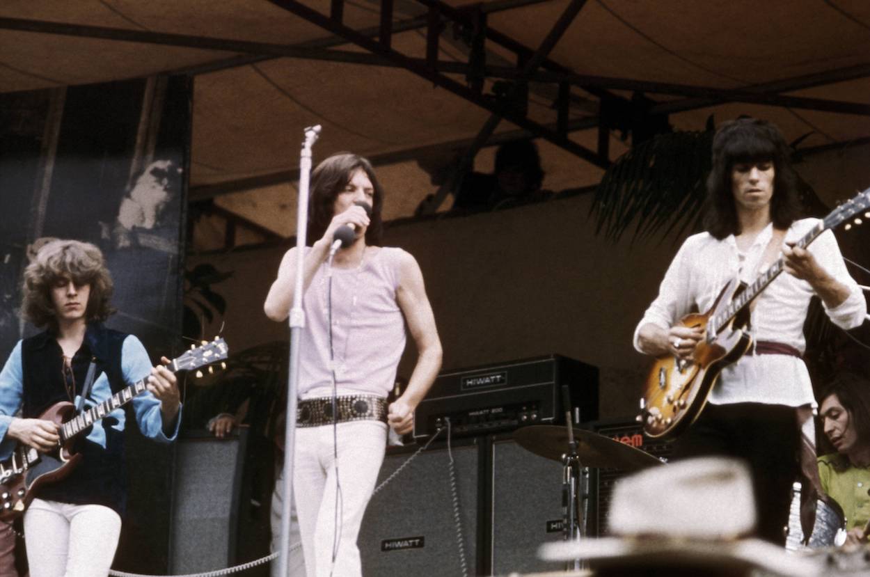 Mick Taylor (from left), Mick Jagger, and Keith Richards during a 1969 Rolling Stones concert. Richards once said his lack of chemistry with Taylor was made it hard to achieve the Stones' sound.