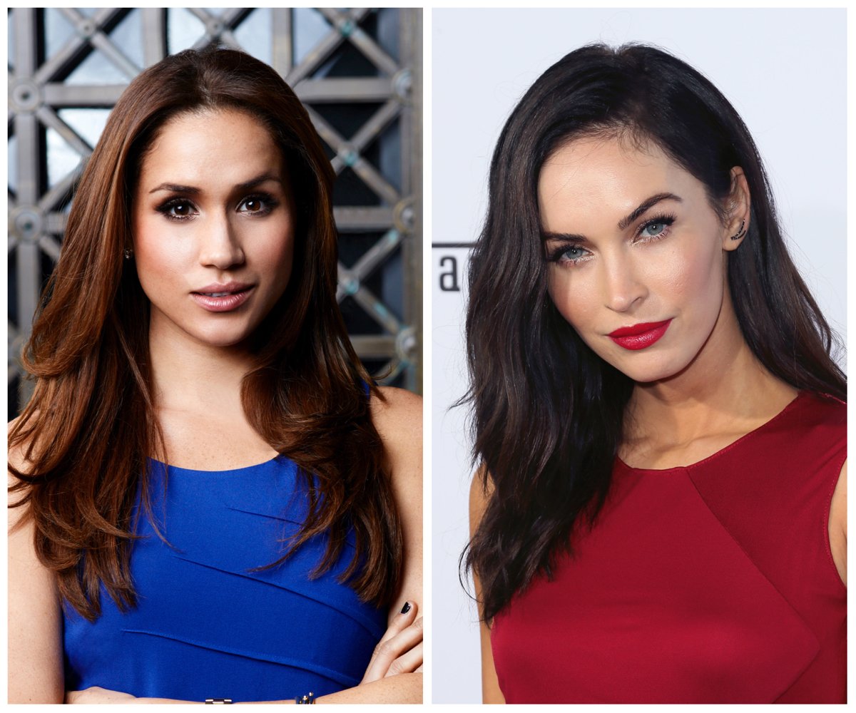 Side by side photos of Meghan Markle and Megan Fox, who were once mistaken for each other.