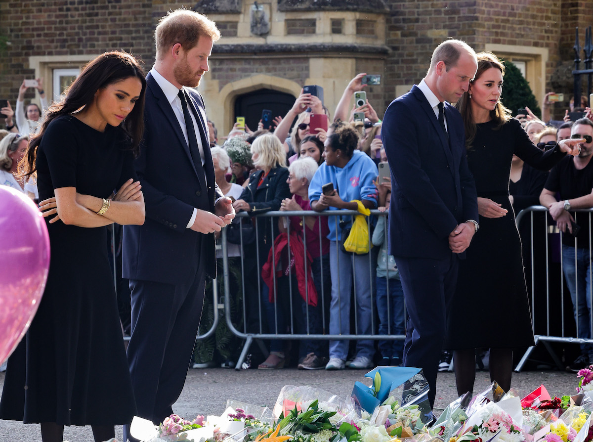 Meghan Markle, Prince Harry, Prince William, and Kate Middleton at Windsor Castle on Sept. 10, 2022, following the death of Queen Elizabeth, in what a body language expert called 'damage' control