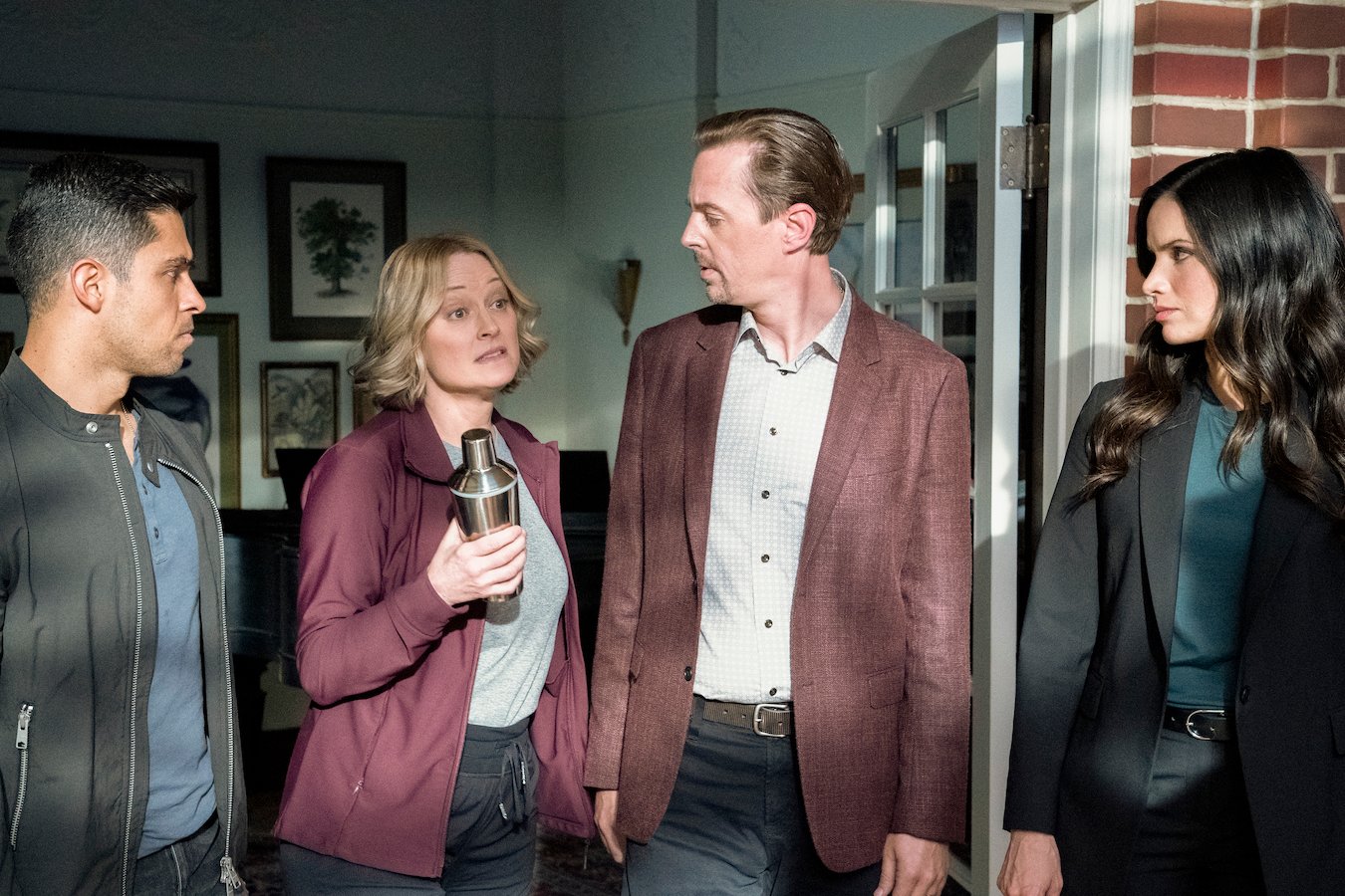 Wilmer Valderrama, Teri Polo, Sean Murray, and Katrina Law in the 'NCIS' Season 20 premiere