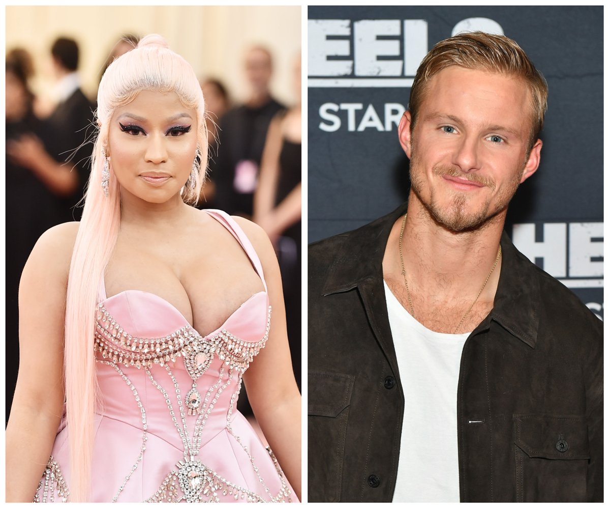 Side by side photos of Nicki Minaj and Alexander Ludwig, who star in the rapper's "Super Freaky Girl" music video.