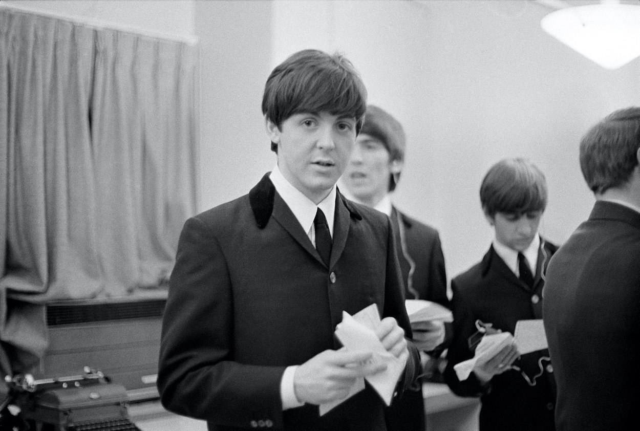 Paul McCartney, shown backstage at The Ed Sullivan Show in 1965, once said he was scared to perform live on Sullivan's show in 1965.