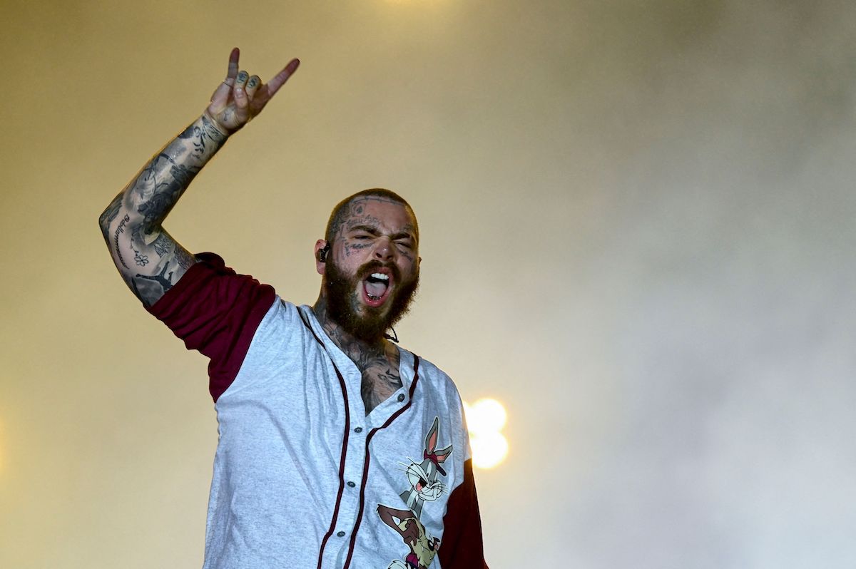 Rapper Post Malone performs on the Main stage of the 2022 Rock in Rio music festival