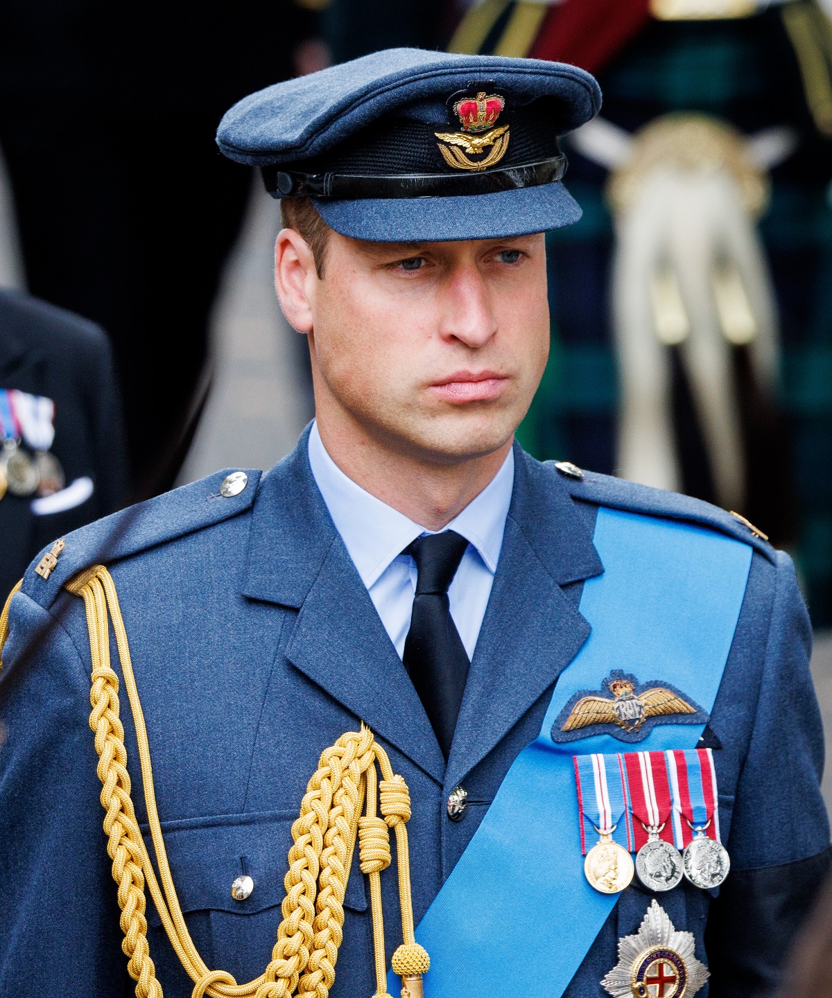 Prince William in uniform during the state funeral of Queen Elizabeth II at Westminster Abbey