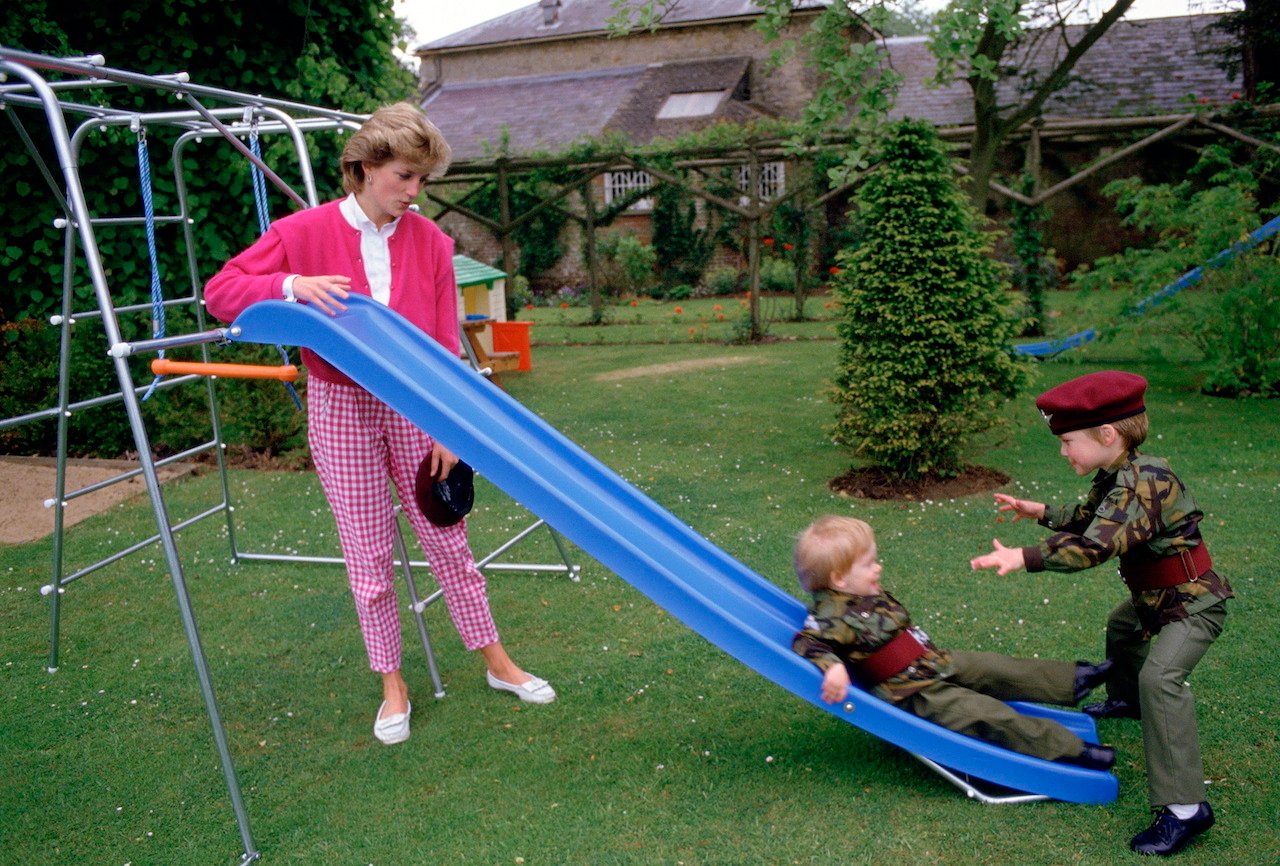 Princess Diana with her sons Prince William and Prince Harry, circa 1986