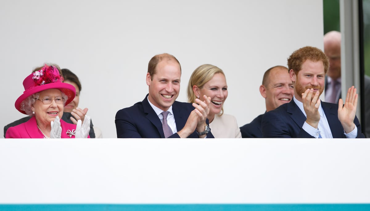 Queen Elizabeth, who Katie Nicholl says probably realized she 'couldn't do much to forge a reconciliation' between Prince William and Prince Harry, sits next to Prince William and Prince Harry in 2016