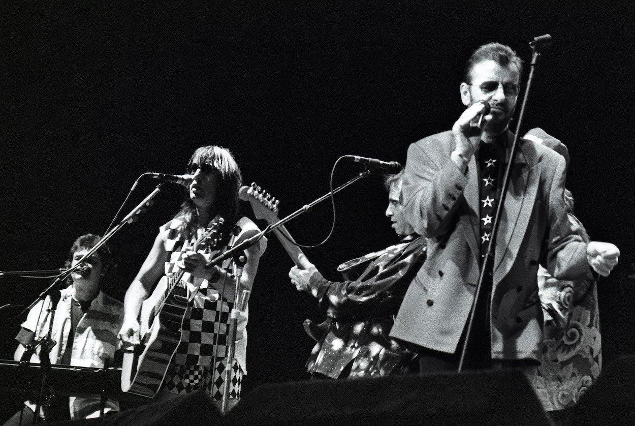 Ringo Starr (right) plays with his All Starr Band in Paris in 1992. One musician said Ringo was the most approachable Beatle because he lacked the pretense of Paul and John.