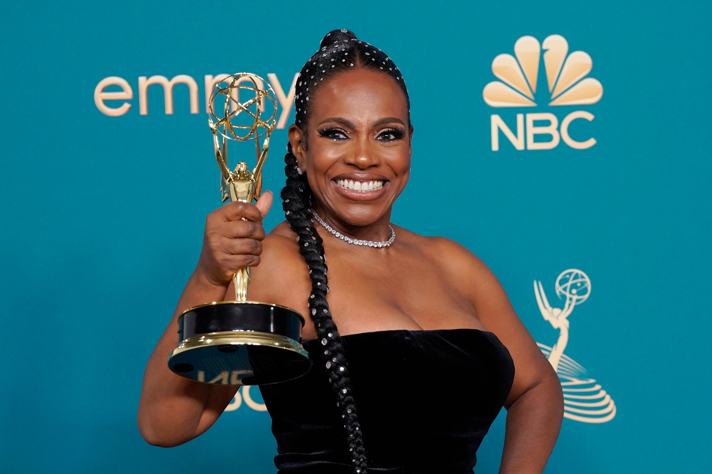 'Abbott Elementary' star Sheryl Lee Ralph holding her Emmy Award at the 2022 Emmy Awards.