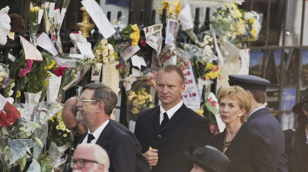 Sting and his wife, Trudie Styler,among mourners at Princess Diana's funeral