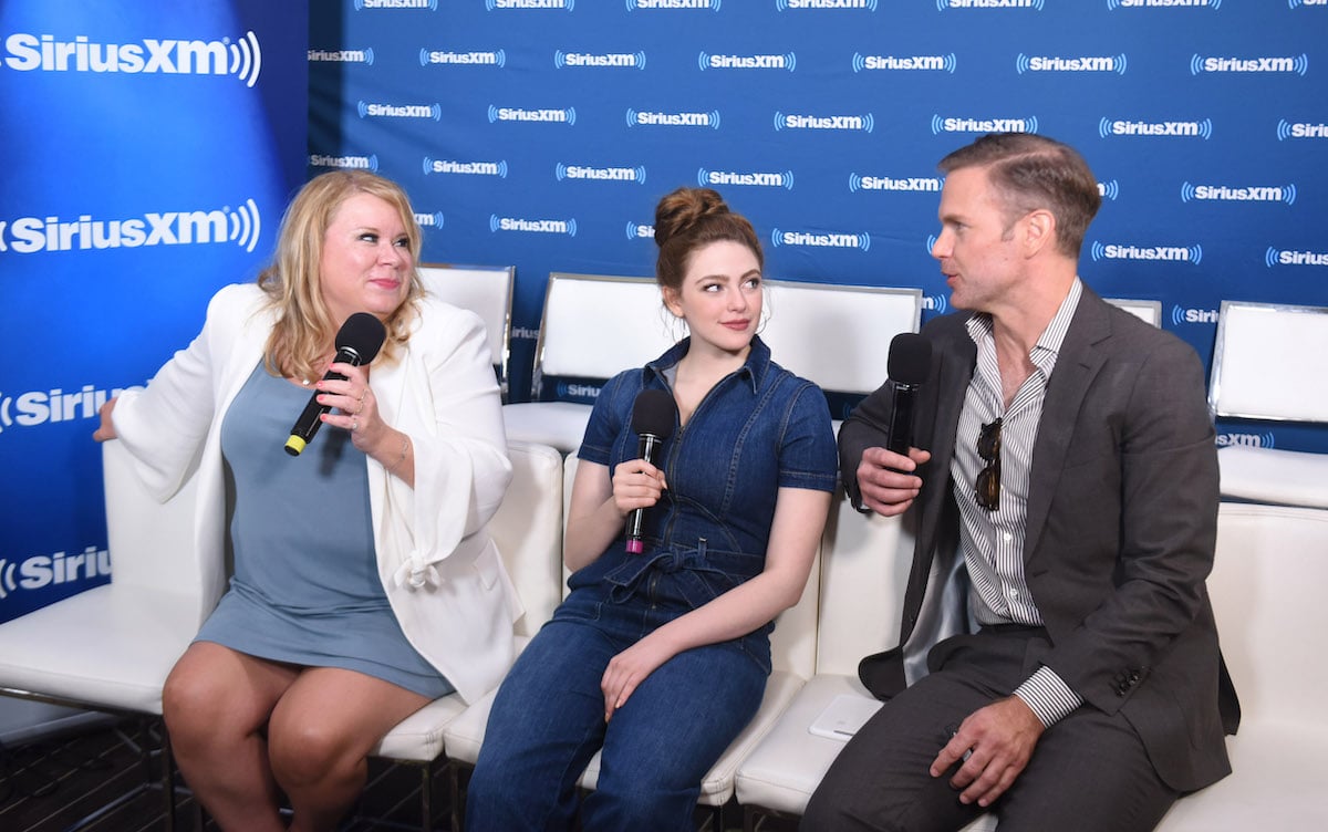 Julie Plec, Danielle Rose Russell, and Matt Davis of The Vampire Diaries speak during Comic Con in 2018