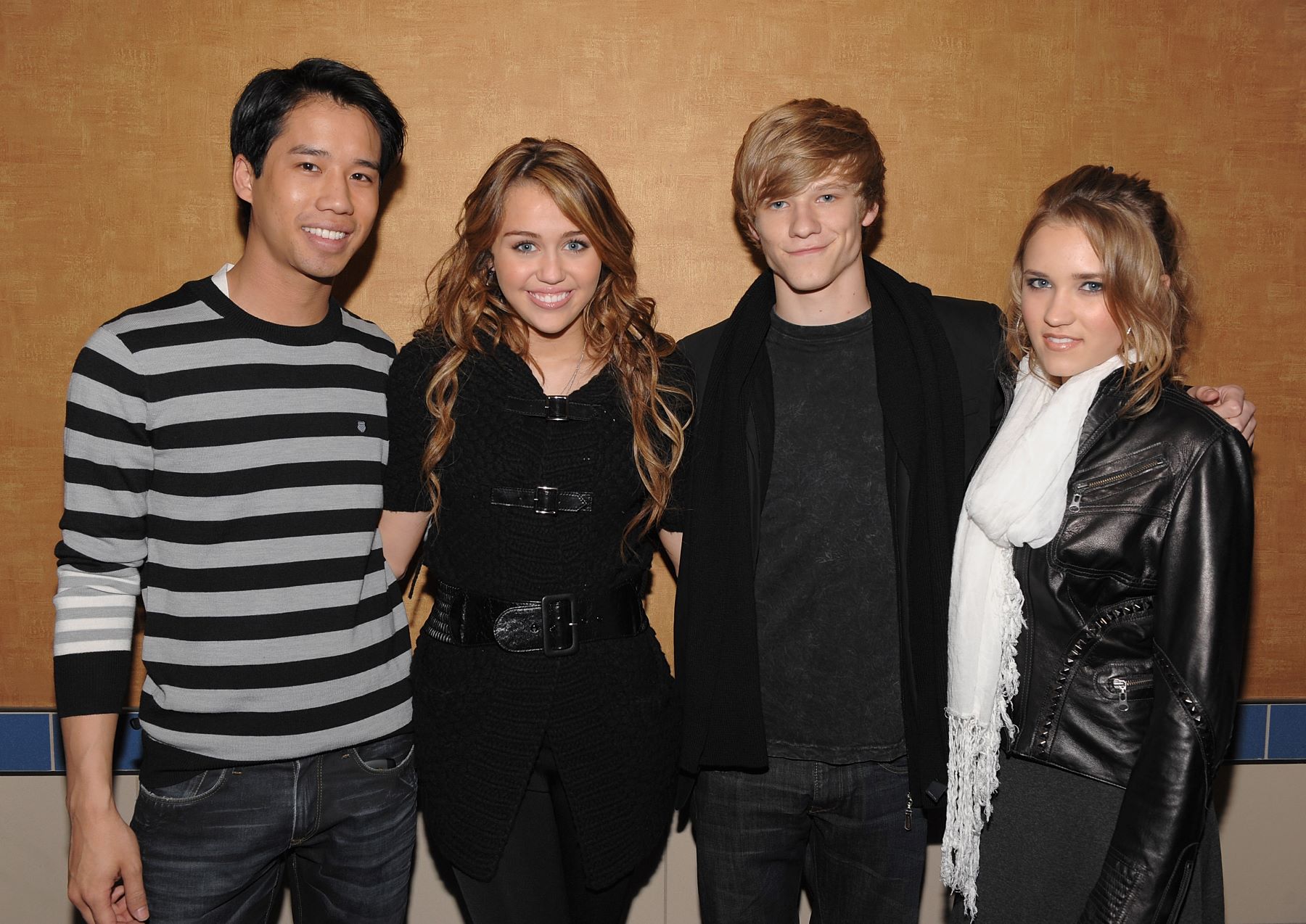 The cast of 'Hannah Montana: The Movie' including Miley Cyrus and Lucas Till