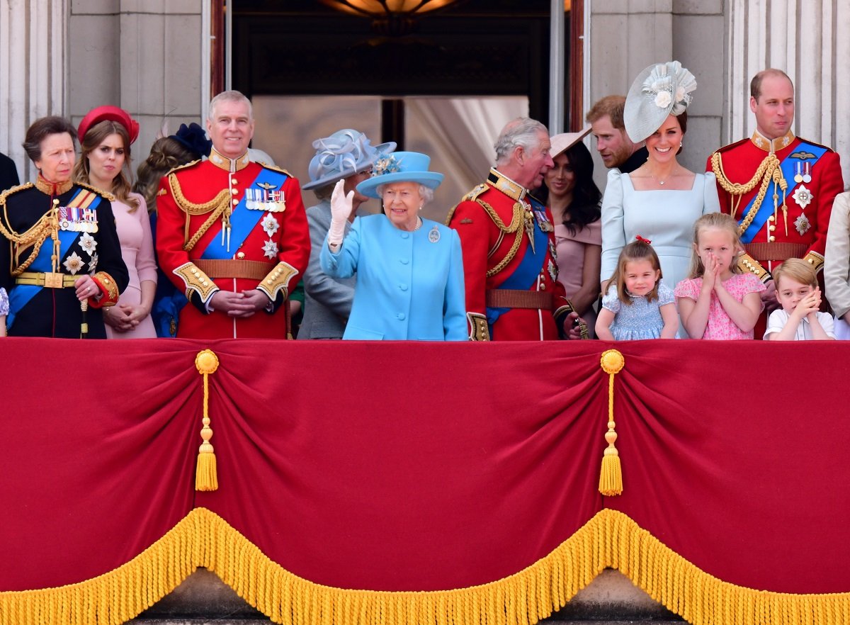 Members of the royal family, including Prince William who is now the most popular royal following Queen Elizabeth's death, standing on the balcony of Buckingham Palace during the Trooping the Colour 2018