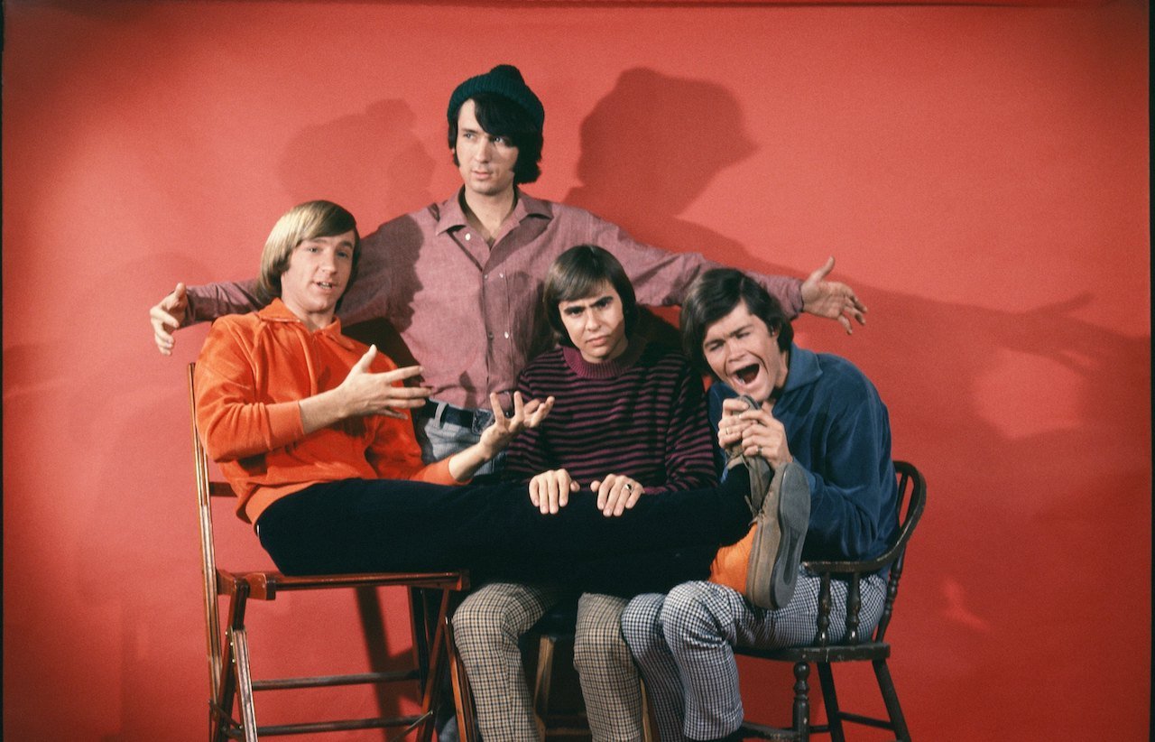 Peter Tork, Mike Nesmith, Davy Jones, and Micky Dolenz of The Monkees pose for a portrait c. 1967