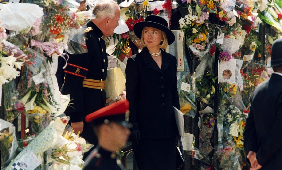Then-first lady Hillary Clinton at Princess Diana's funeral