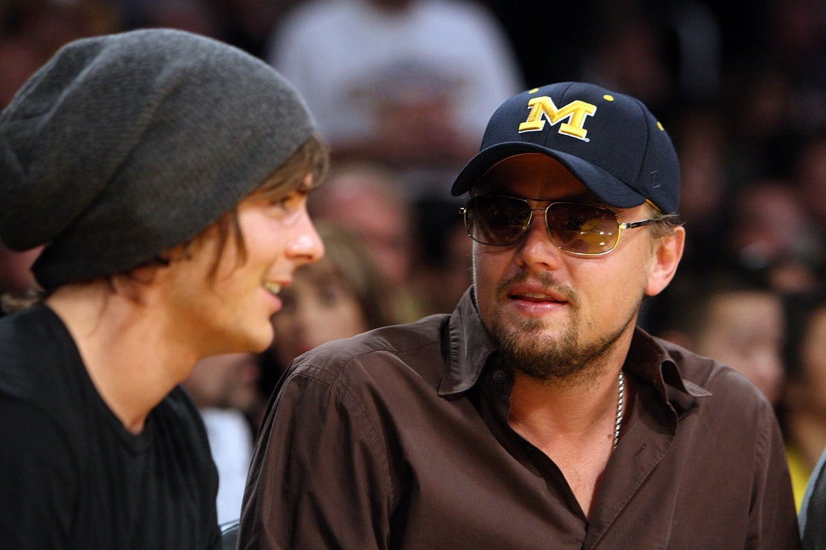 Leonardo DiCaprio and Zac Efron at a Laker's game.