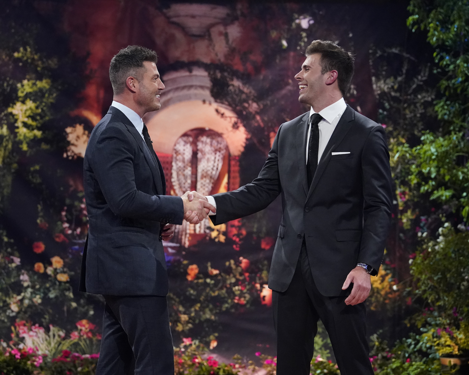 Jesse Palmer and Zach Shallcross on stage. Zach is the lead for 'The Bachelor' Season 27