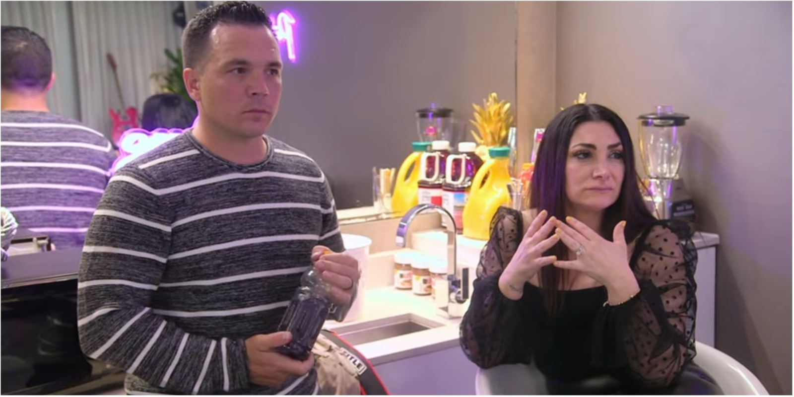 Chris Bucker and Deena Cortese during a season 5 episode of 'Jersey Shore: Family Vacation.'
