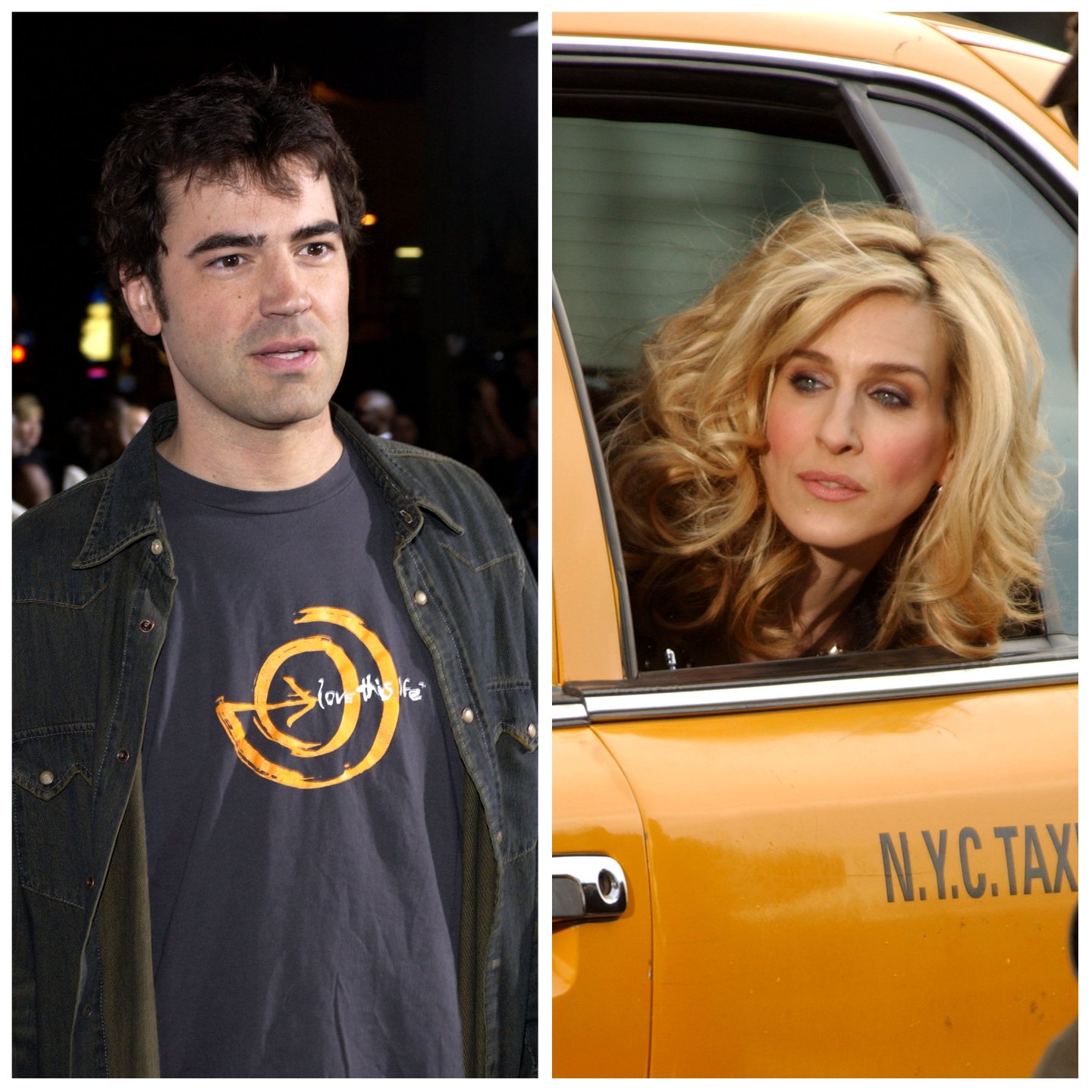 Actor Ron Livingston who played Jack Berger on 'Sex and the City' at a red carpet event. Sarah Jessica Parker looks from a cab window. 