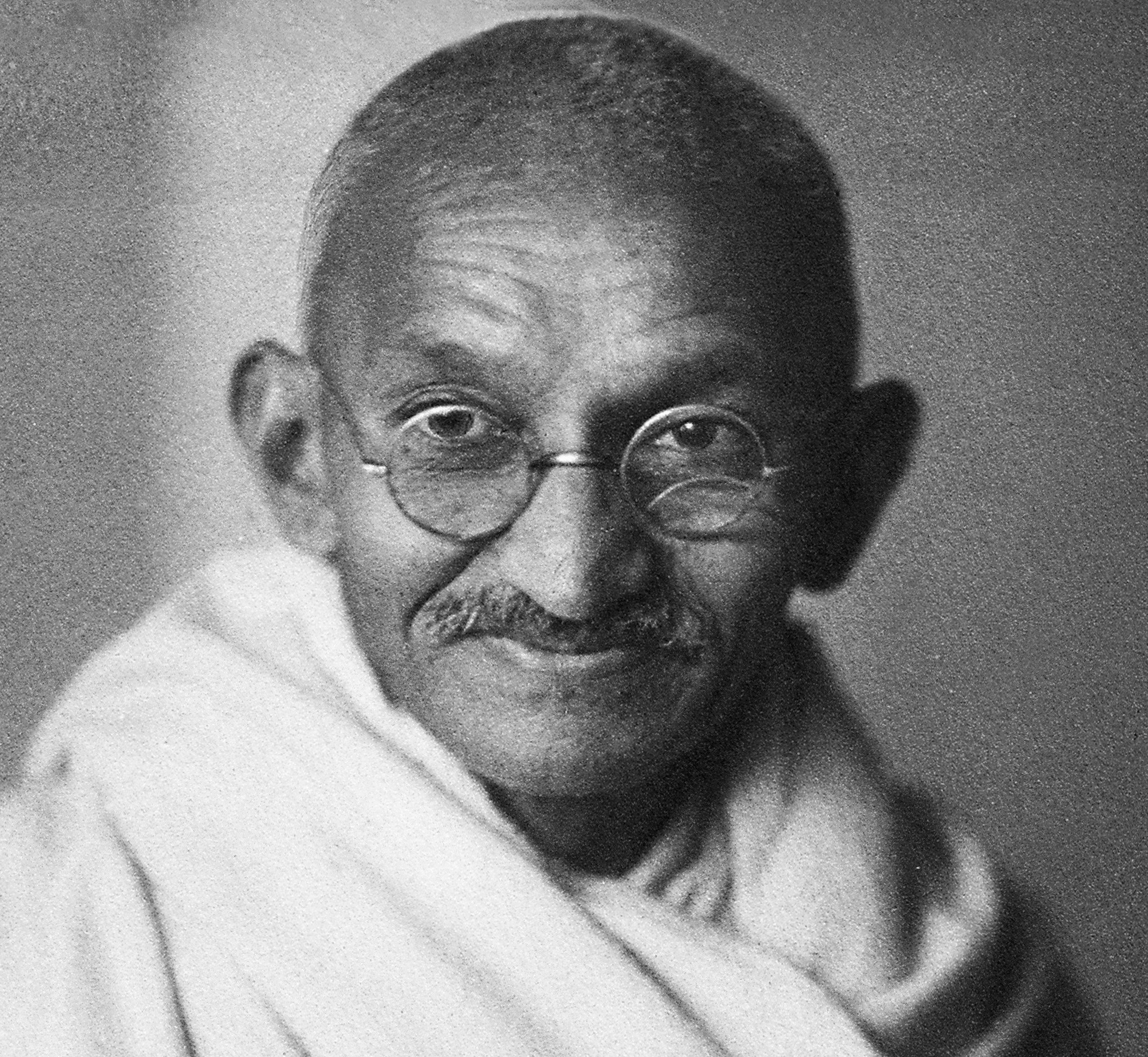 Mahatma Gandhi wearing a robe