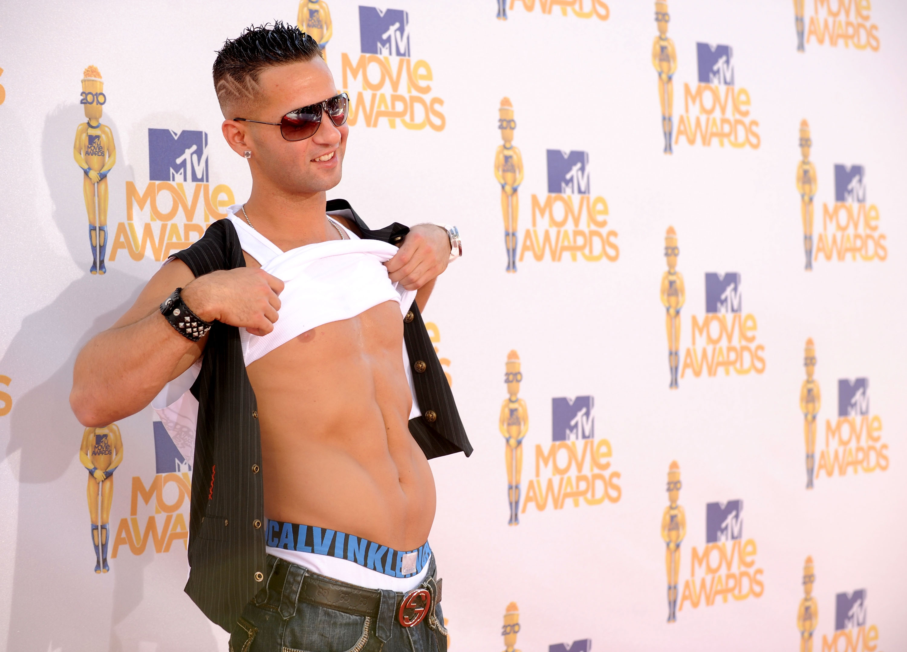 'Jersey Shore' star Mike 'The Situation' Sorrentino showing off his model physique at the 2010 MTV Movie Awards
