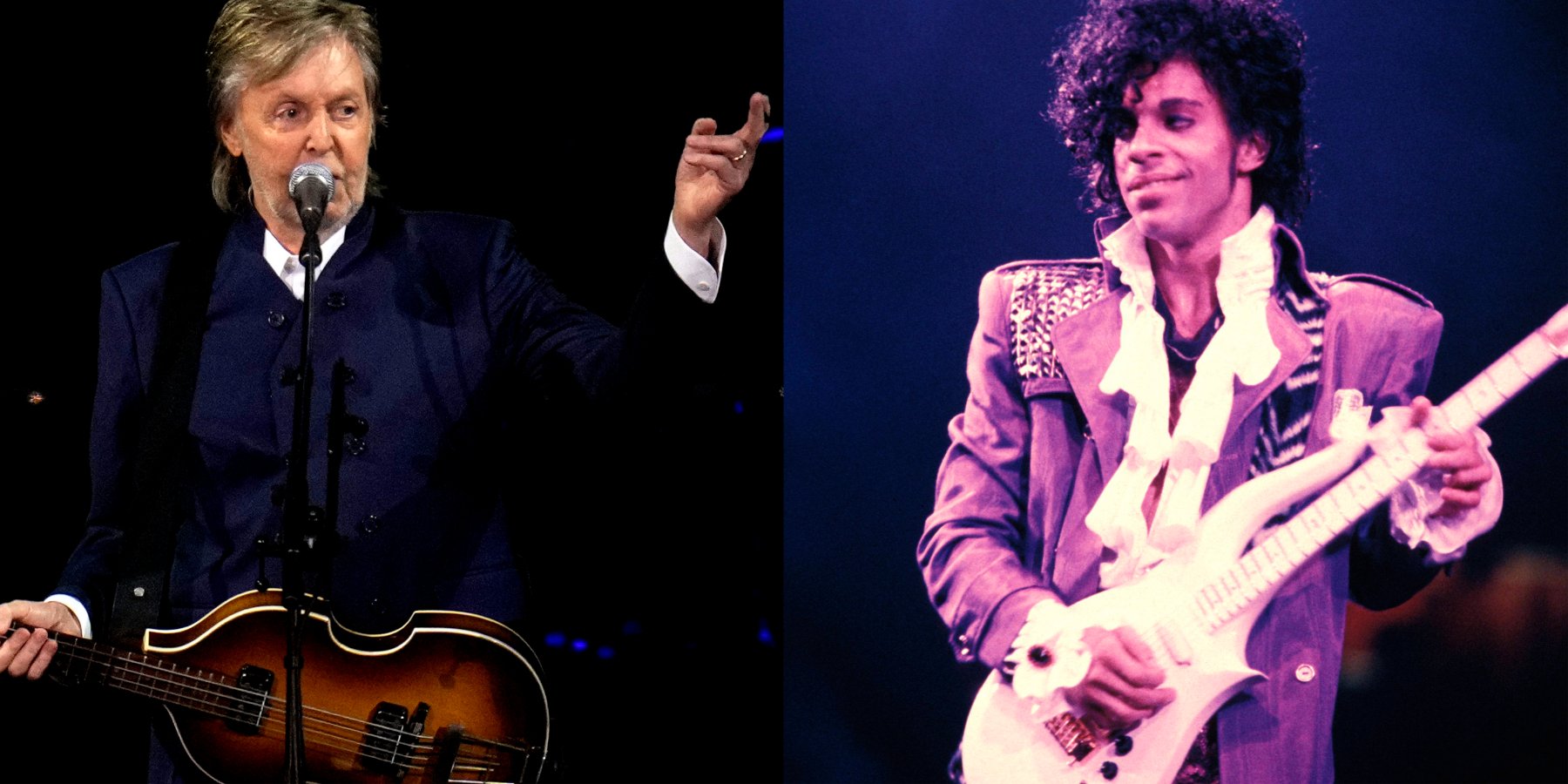 Paul McCartney in a side by side photograph with musician Prince.