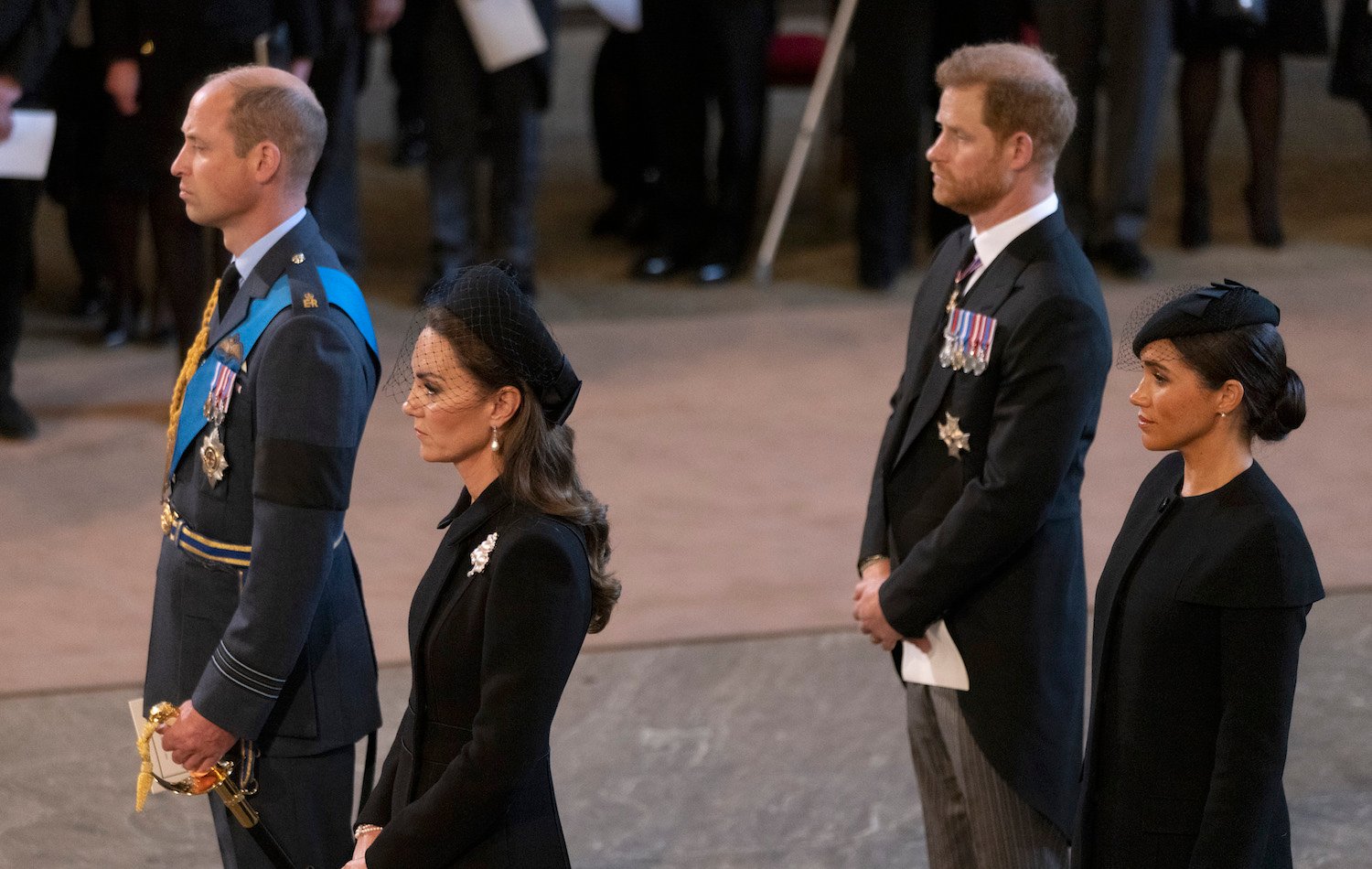Prince William, Kate Middleton, Prince Harry, Meghan Markle body language at Queen Elizabeth funeral