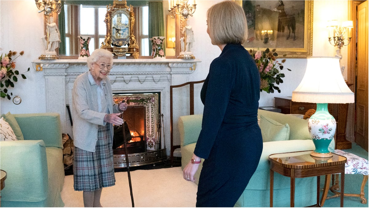 Queen Elizabeth and Liz Truss at Balmoral on Sept. 6, 2022.