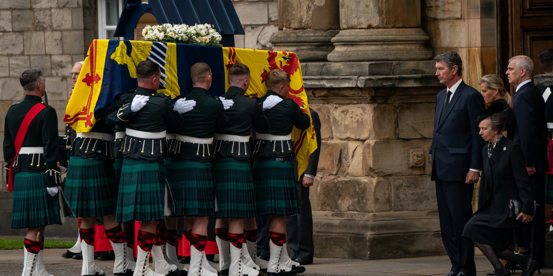 Queen Elizabeth's coffin watched over by Prince Andrew in Scotland in 2022.