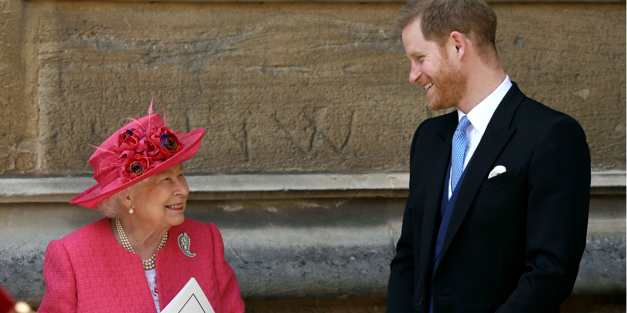 Queen Elizabeth and Prince Harry at the wedding of Lady Gabriella Windsor to Thomas Kingston at St George's Chapel, Windsor Castle on May 18, 2019 in Windsor, England.