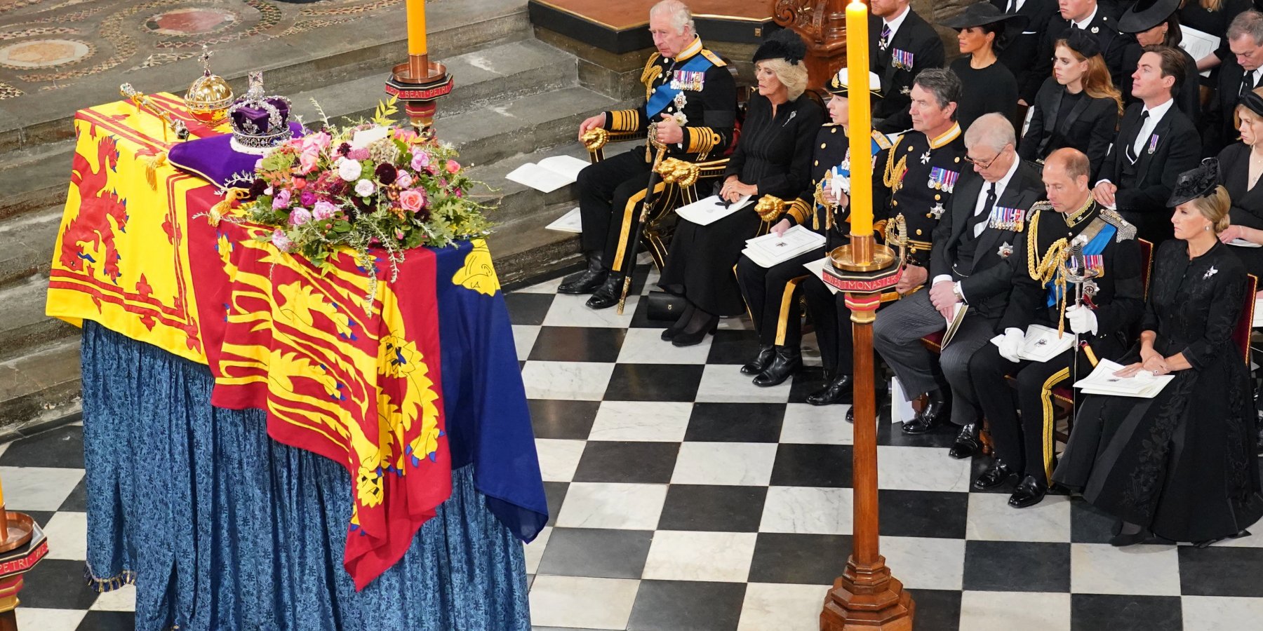 Queen Elizabeth's coffin watched over by the royal family at Westminster Abbey on Sept. 19, 2022.