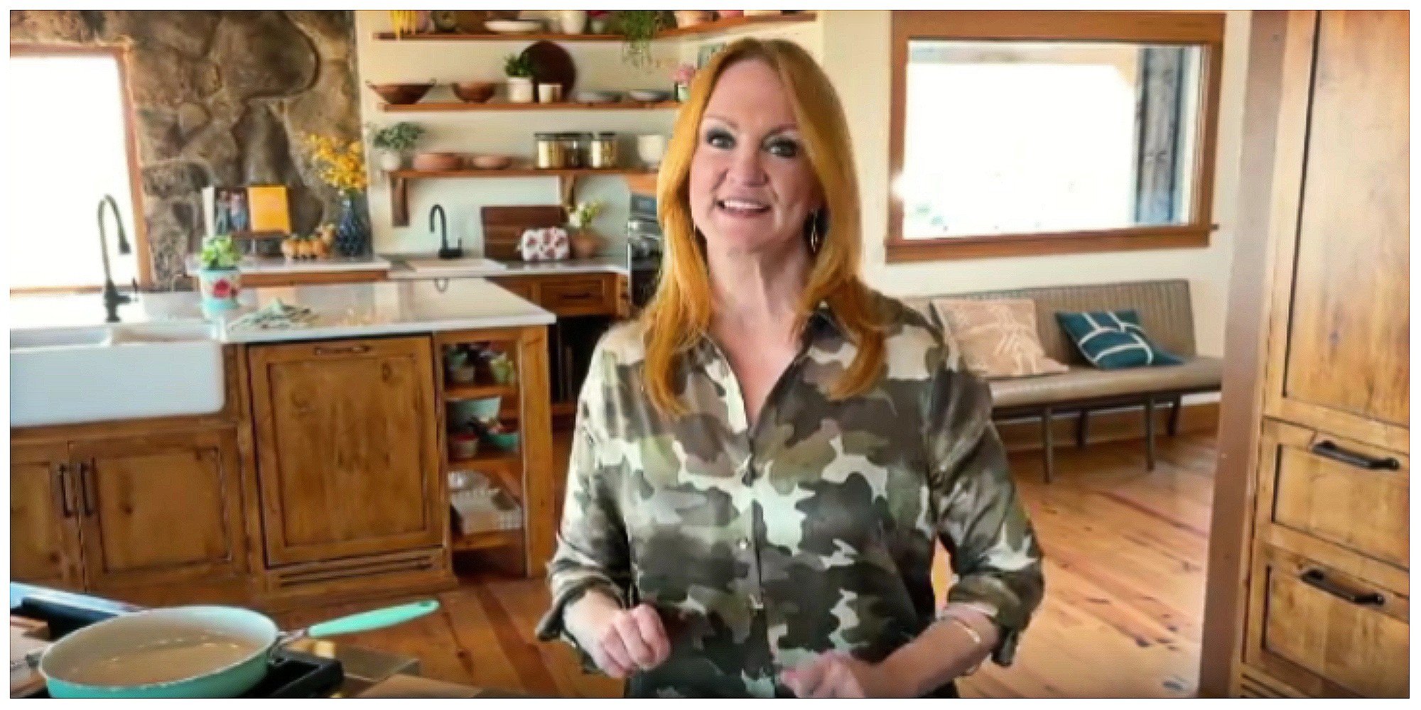 Ree Drummond poses on the set of an episode of The Pioneer Woman shot by her family, a new tradition.